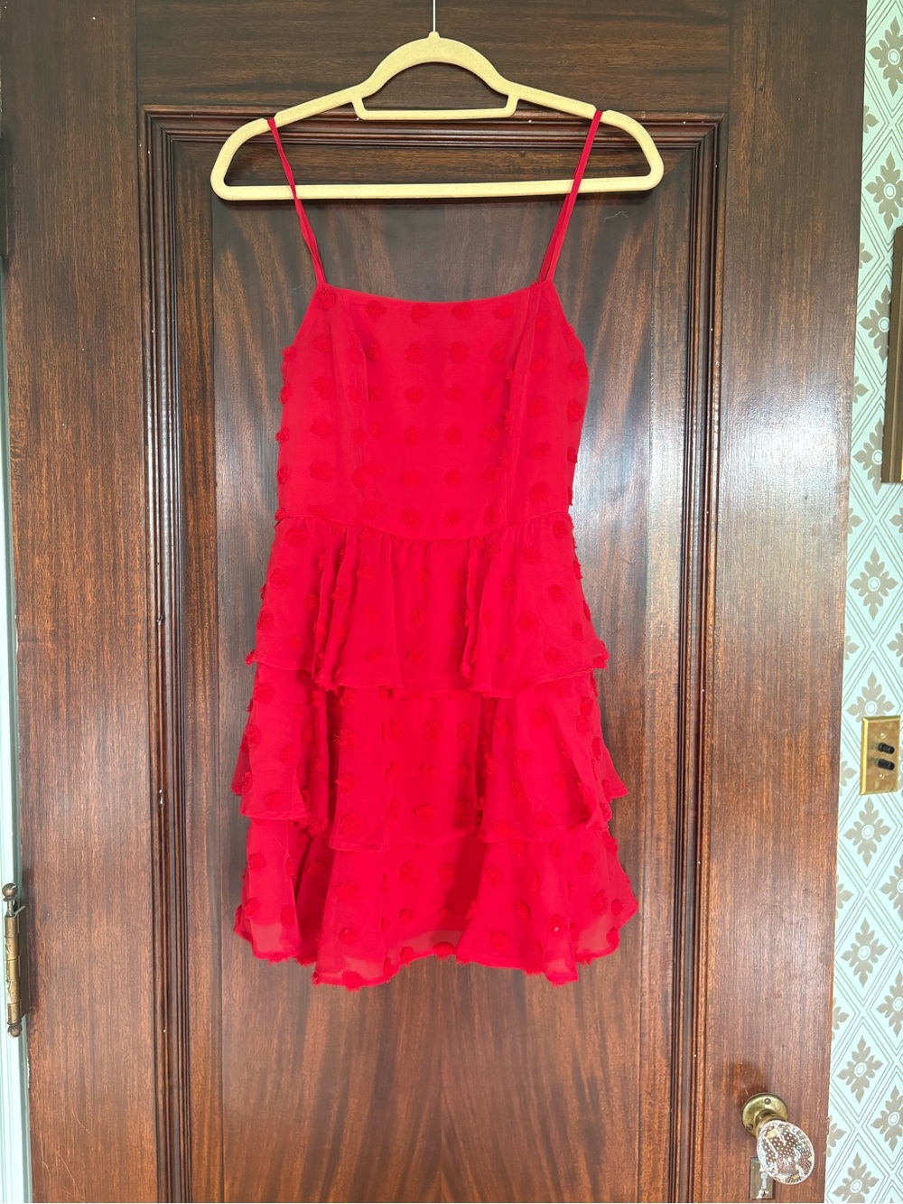 Francesca's Collections Red Tiered Ruffle Mini Dress
